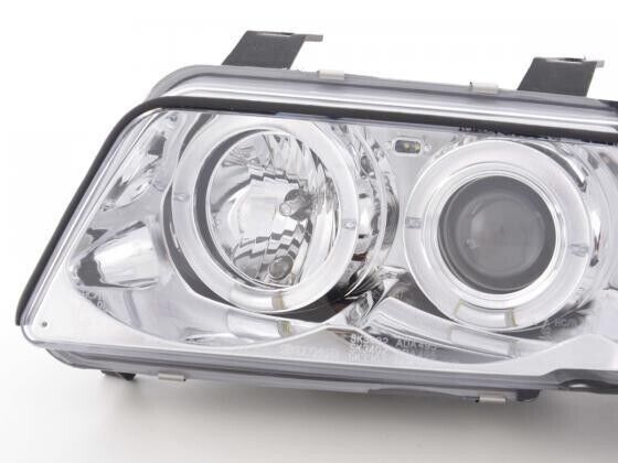 FK Pair LED DRL Halo Ring Headlights Audi A4 B5 8D 95-99 Chrome LHD