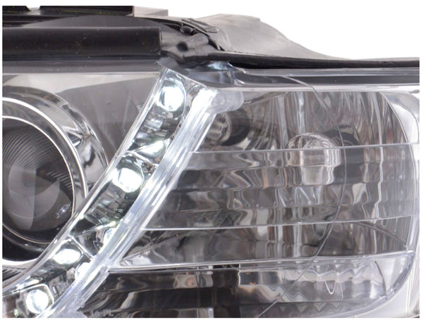 FK LED DRL Lightbar Halo Headlights Audi A4 B6 8E 01-04 Smoke Chrome LHD S4