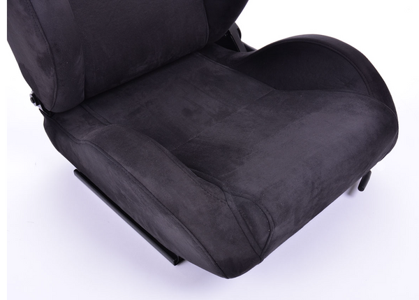 FK Pair of Universal Reclining Bucket Sports Seats - Deluxe Synthetic Suede / Alcantara Black Edition