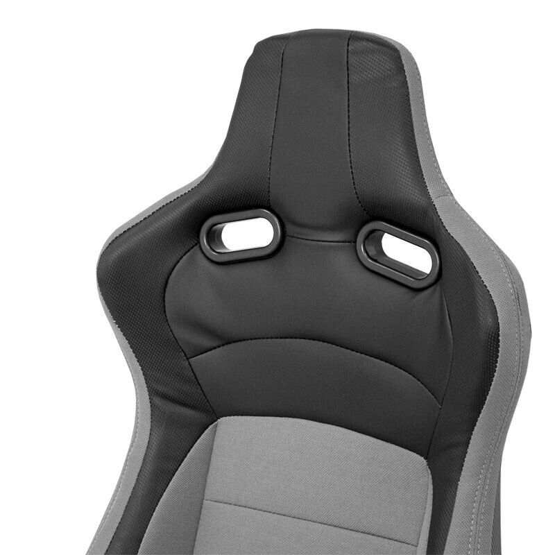 Auto-Style Pair (x2) of Universal Deluxe Bucket Sports Seats Black & Grey Carbon Back Fold & Tilt