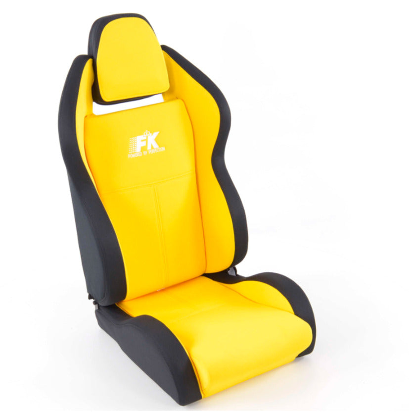 FK Pair Universal Reclining Bucket Sports Seats - Race Black & YELLOW Motorsport