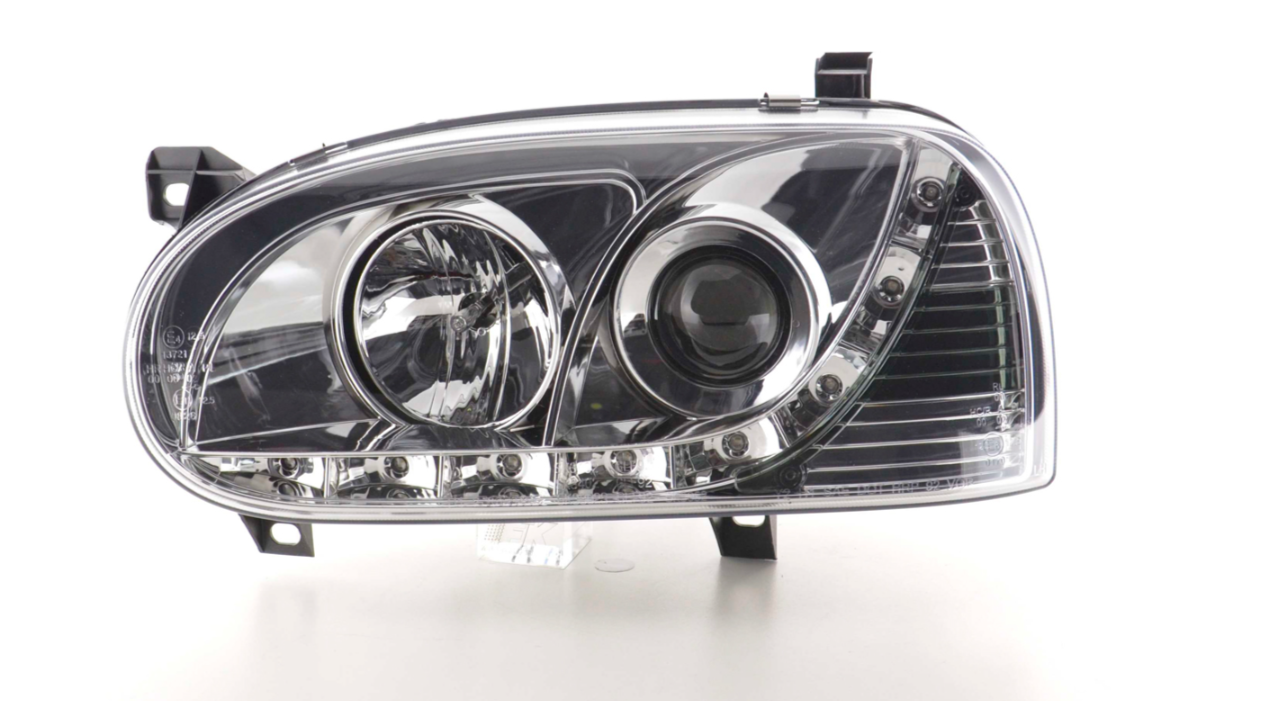 FK Pair LED DRL Halo Ring Lightbar Headlights VW Golf 3 MK3 1HXO 1 EXO 91-97 LHD