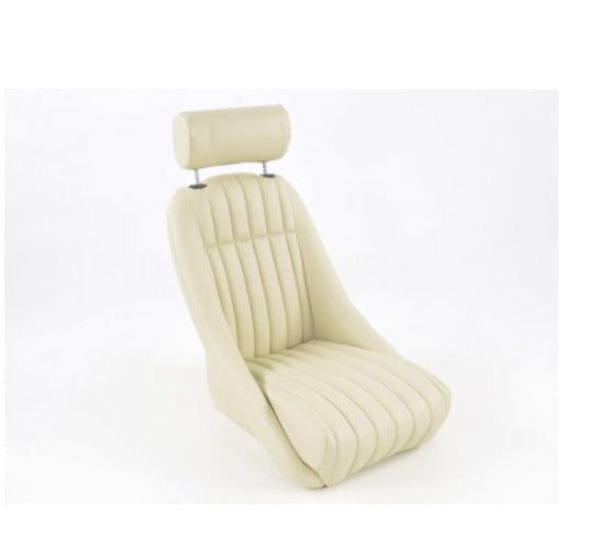 FK Pair CREAM / Beige Classic Car Retro Kit Speedster Fixed Back Bucket Seats WITH Slide Runners Inc