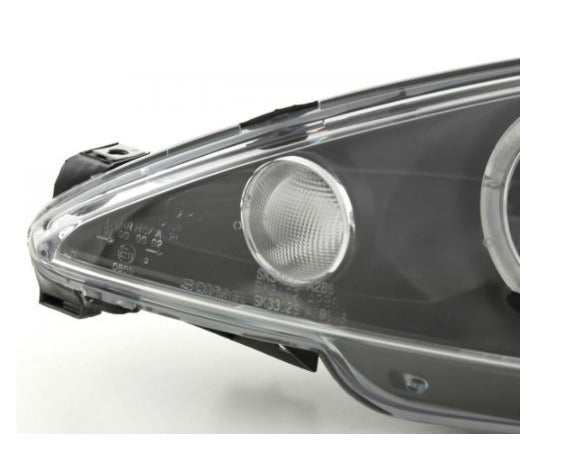 FK LED DRL Angel Eye Halo Ring Headlights Peugeot 206 98-03 Black LHD