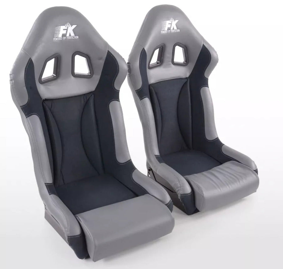 FK Pair Universal Full Bucket Sports Seats - Deluxe FG Glossy Back x5 Colour