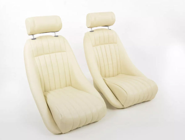 FK Cream Ivory Classic Car Retro Speedster Sports Car Fixed Back Bucket Seats