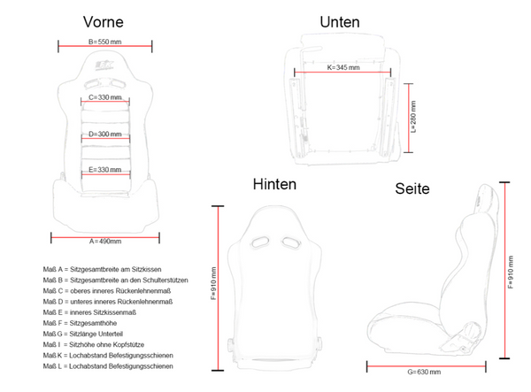 FK Paar Universal-Sportsitze mit verstellbarer Liegefläche, Schwarz und Gelb, Motorsports Ed