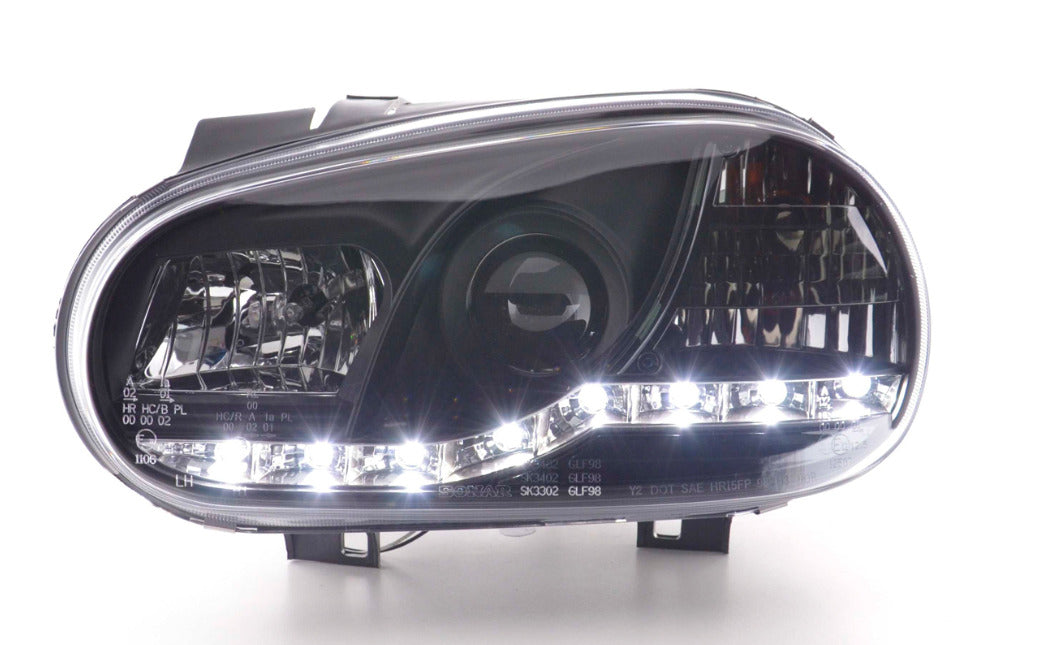 FK LED DRL Halo Lightbar Headlights VW Golf 4 MK4 1J 98-03 black LHD GTi