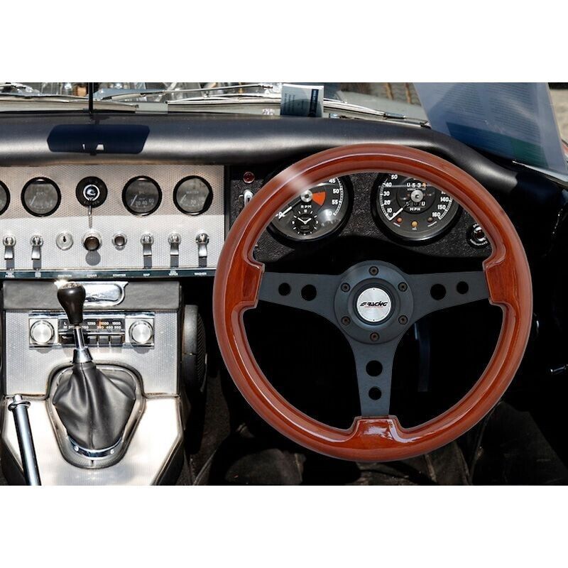 Simoni Racing Universal Steering WHEEL Tammy 330mm Real Wood Brown Black
