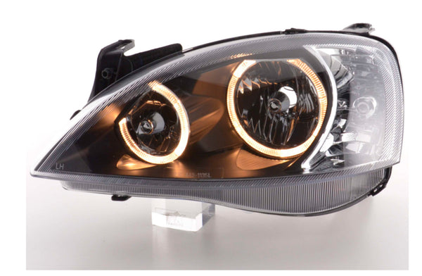 FK Pair LED DRL Angel Eye Halo Ring headlights Opel Corsa C 01-06 Black LHD