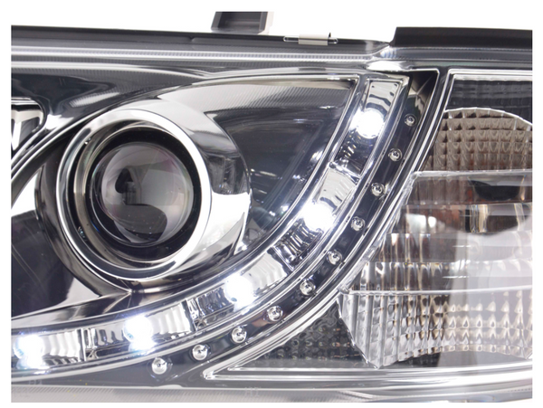 FK Set LED DRL Devil Eye Lightbar Scheinwerfer VW Transporter T4 90-03 Chrom LHD