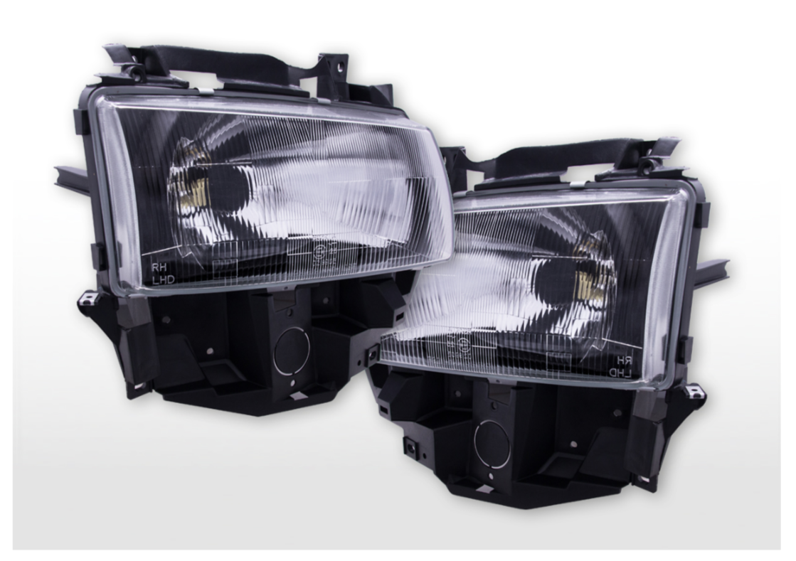 FK NEW LED DRL Devil Eye Projector Headlights VW Transporter T4 90-03 chrome LHD