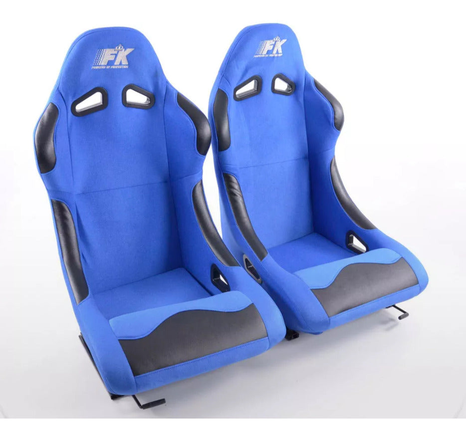 FK Universal Full Fixed Back Bucket Sports Seats BLUE Edition Track Drift Style