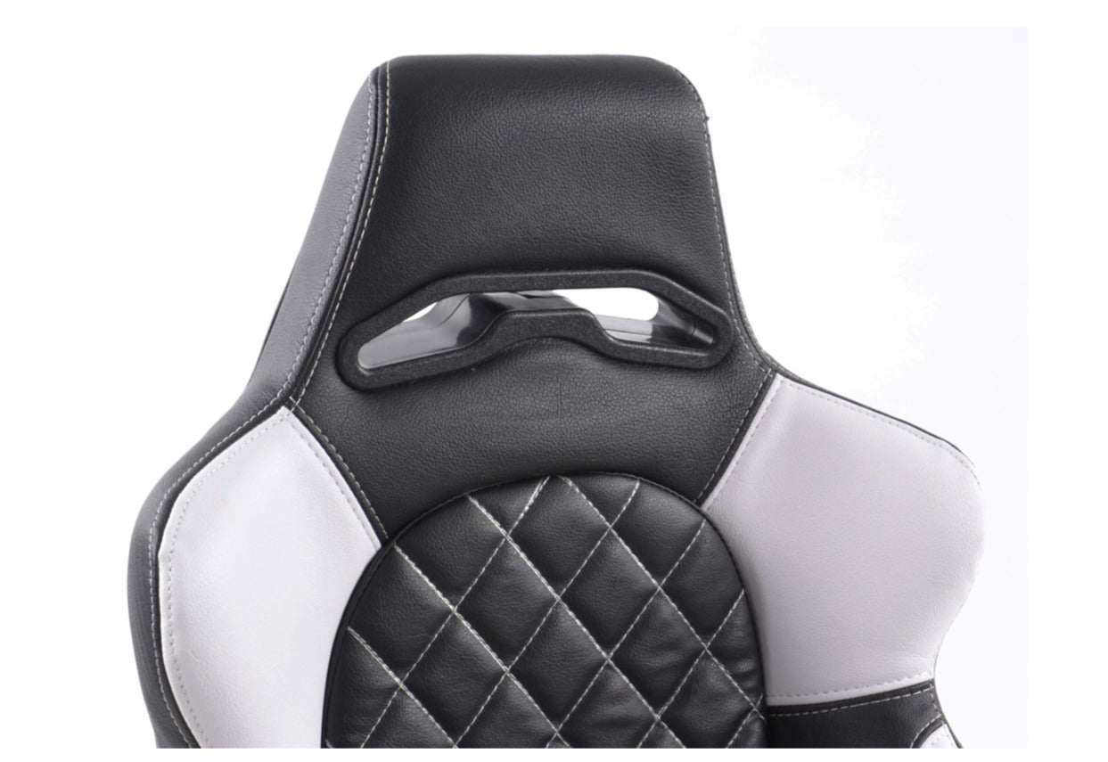 FK Universal Reclining Bucket Seats - Diamond Stitch Quilted Black White Edition