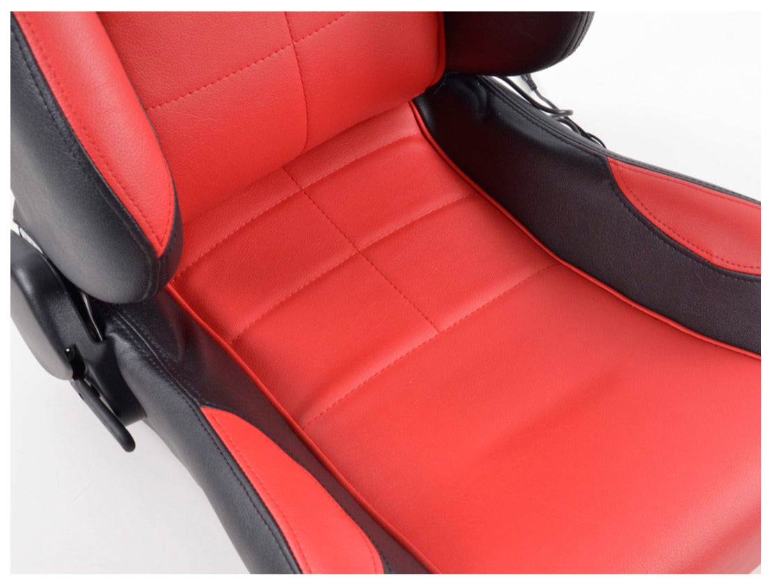 FK Universal Reclining Bucket Motorsports Seats - Red Comfort Heated & Massage