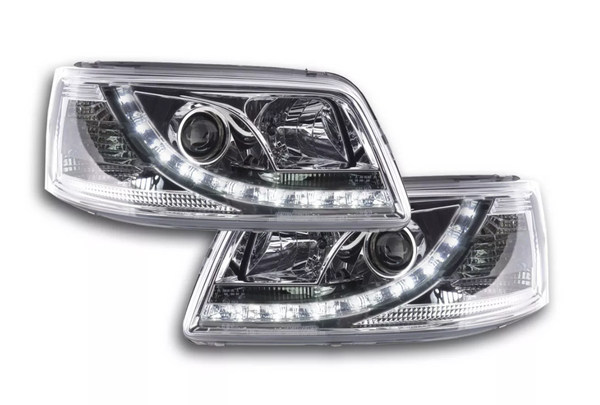 FK LED DRL Lightbar Headlights VW Bus Transporter Van Camper T5 03-09 chrome LHD