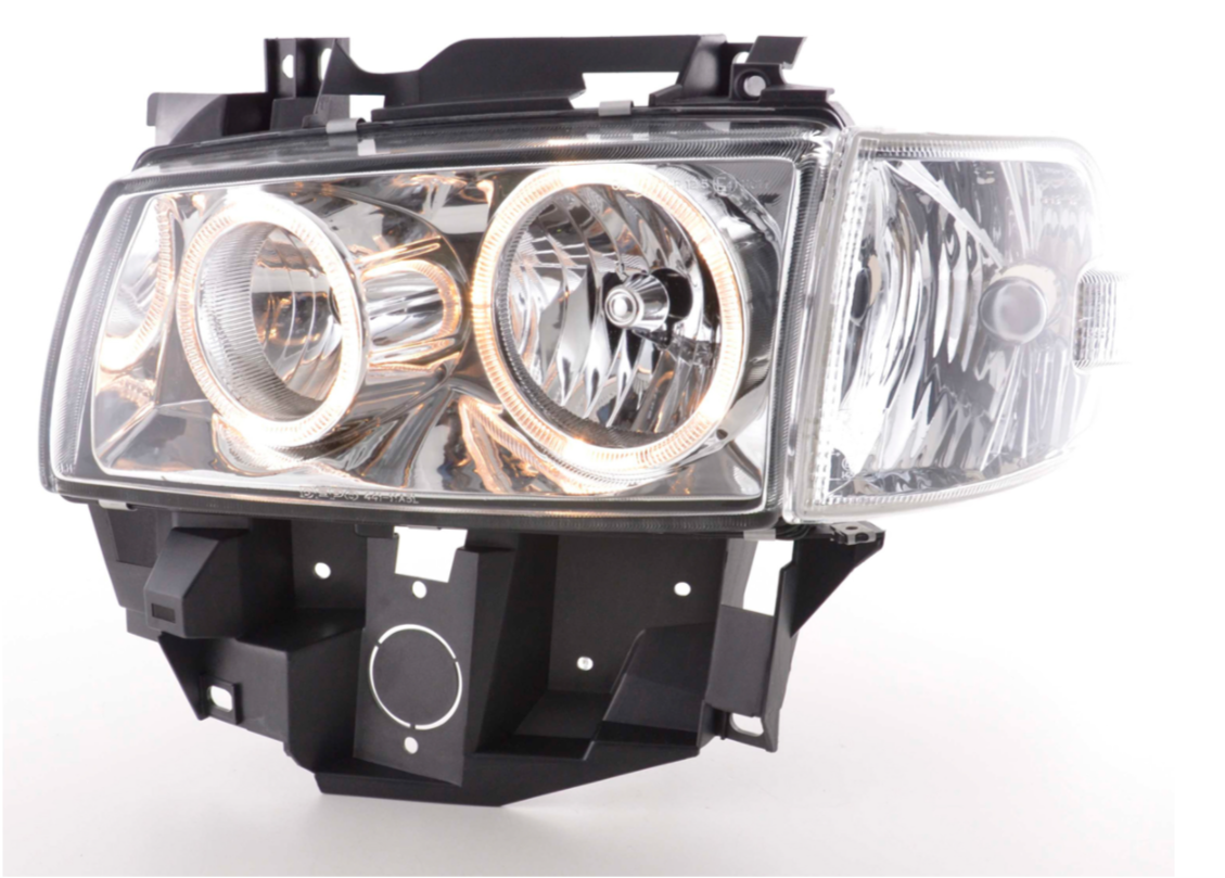 FK LED DRL Headlights Halo Ring VW Transporter Van Camper T4 97-02 chrome LHD