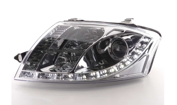 FK LED DRL Lightbar Projector headlights Audi TT 8N 99-06 chrome 1.8 3.2 LHD