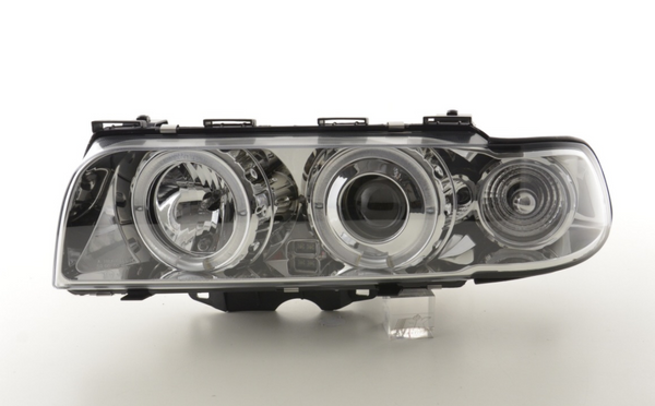 FK Par LED DRL Angel Proyector Faros BMW 7-Serie E38 95-98 Cromo Rhd