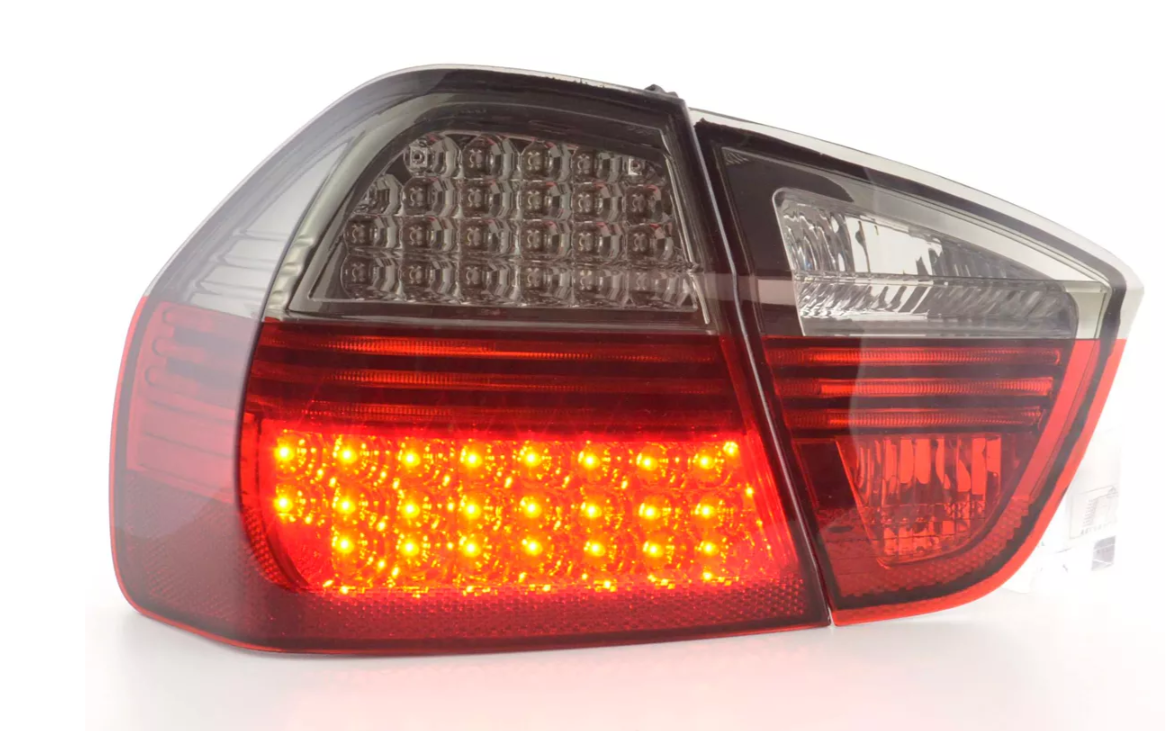 FK Pair LED Lightbar REAR LIGHTS BMW E90 E91 3 SERIES 05-08 red black Saloon LHD