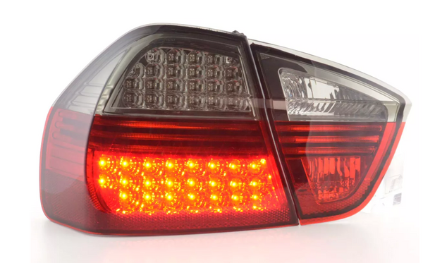 FK Paar LED-Lichtleiste, Rücklichter, BMW E90, E91, 3er-Serie, 05–08, rot, schwarz, Limousine, links