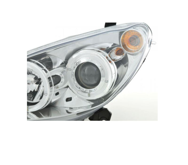 FK LED DRL Angel Eye Halo Ring headlights Peugeot 307 01-06 chrome inc NSW LHD