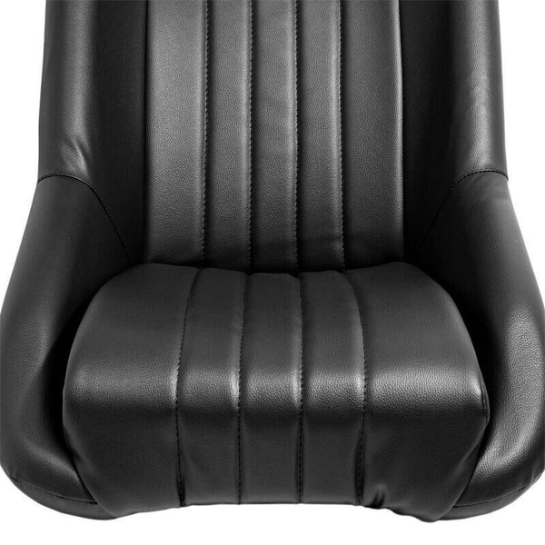 AS x2 Univ Classic Car Retro Kit Sports Fixed Back Bucket Seats Black inc slides