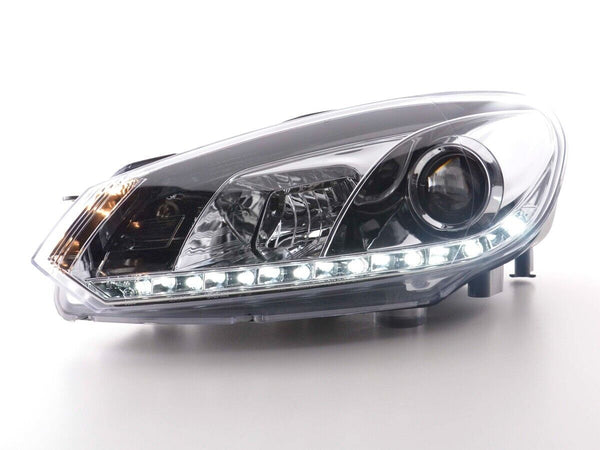 FK Set VW Golf 6 MK6 1K LED Halo Lightbar Headlights DRL R20 08+ Chrome LHD