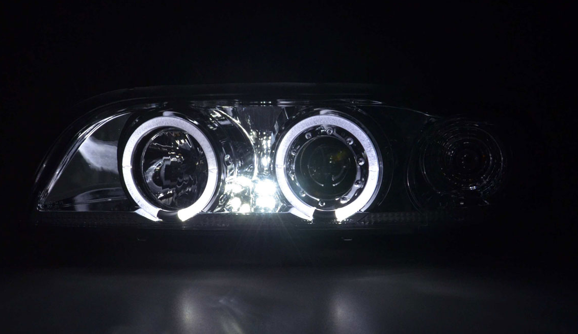 FK Set LED DRL Halo Angel Eyes Headlights BMW 5-series E39 95-00 Chrome M5 LHD