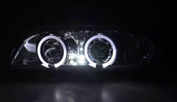 FK Set LED DRL Halo Angel Eyes Scheinwerfer BMW 5er E39 95-00 Chrom M5 LHD