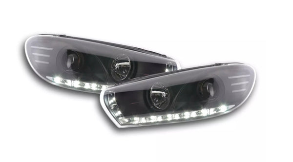 FK Set Deluxe LED Lightbar DRL Headlights VW Scirocco 3 MK3 13 2008+ black RHD