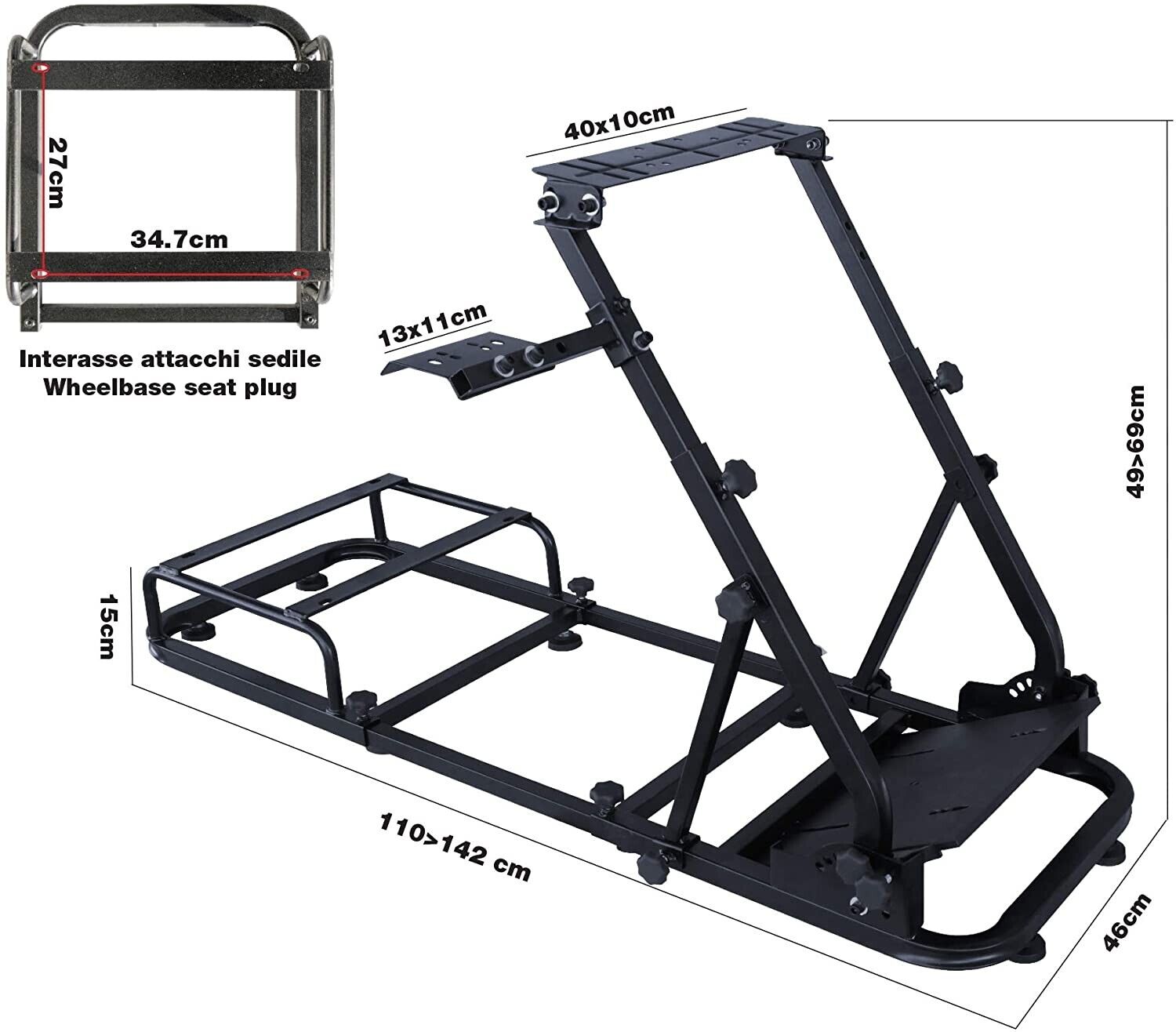 SR Driving Game Sim Racing Frame Rig for Screen Seat Wheel Pedals Xbox PS PC