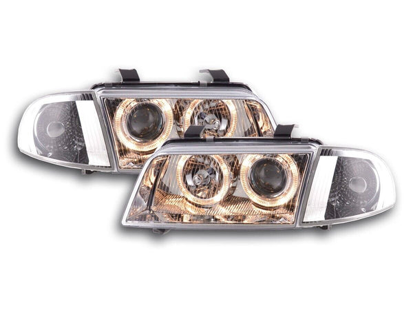 FK Pair LED DRL Halo Headlights Audi A4 B5 8D 95-99 Chrome LHD + RHD Universal