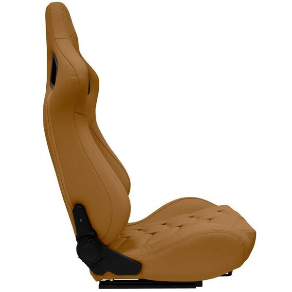 Auto-Style GK x1 Universal Reclining Sports Bucket Seat Beige LUXE Quilted Stitch Back Edition inc slides