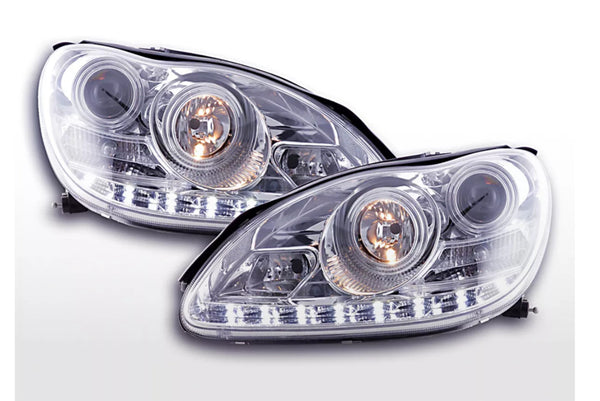 FK LED DRL Projector Halo Headlights Mercedes S-Class W220 220 02-05 Chrom Xenon