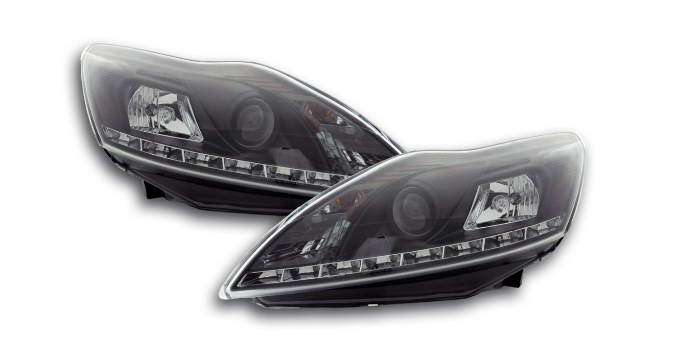 FK LED DRL Angel Eye Projector Headlights Ford Focus 3 MK3 C346 3/5dr 08+ black