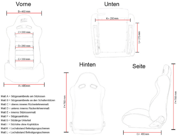 FK Paar schwarz-weiße Paspeln, Oldtimer-Retro-Kit, Sport-Schalensitze mit fester Rückenlehne