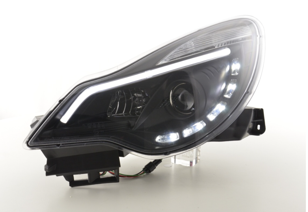 FK Set LED DRL Lightbar Scheinwerfer Halo Opel Vauxhall Corsa D 2011+ schwarz RHD