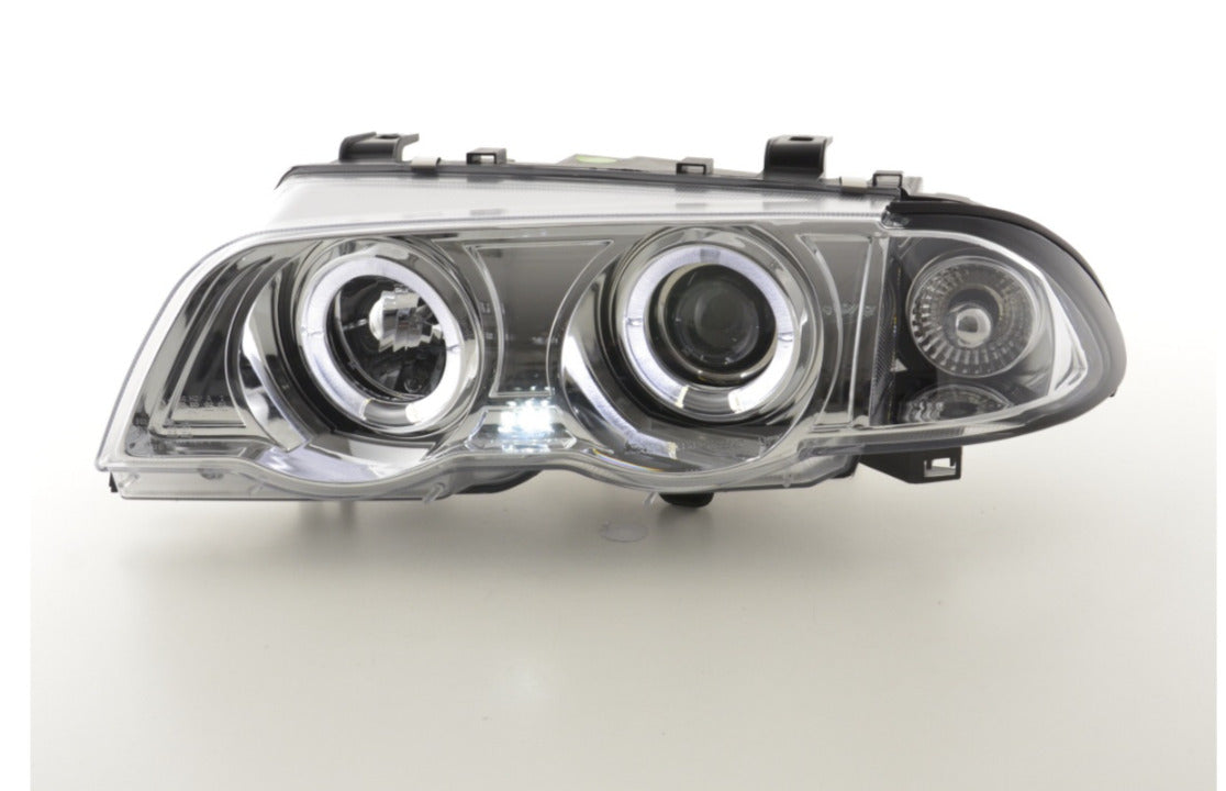 FK LED DRL Angel Eye Halo Ring Headlights BMW 3-series E46 98-01  chrome LHD