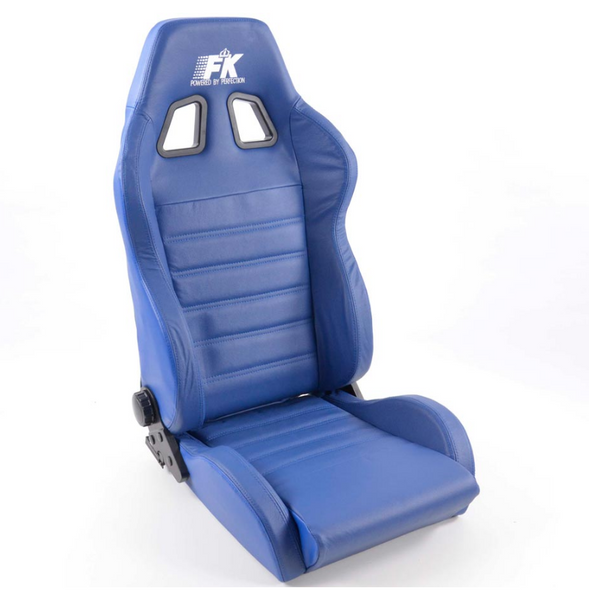 FK Pair Universal Reclining Bucket Sports Seats Blue REAL LEATHER Retro Edition