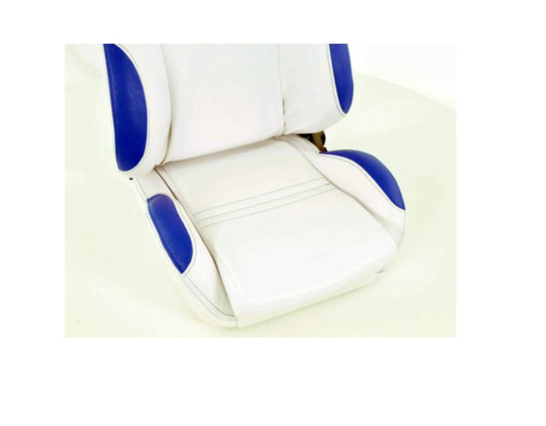 FK Pair Universal Reclining Bucket Motorsport Edition Seats - White Blue Stitch