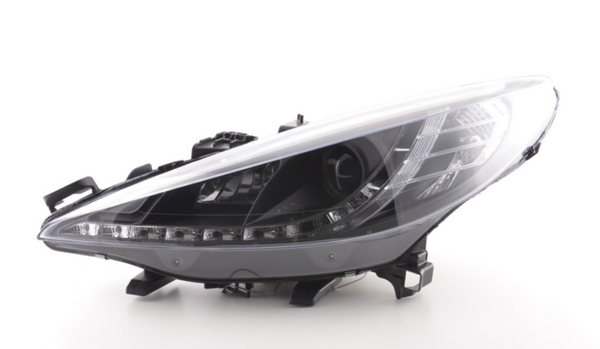 FK Set LED DRL Halo Projector Lightbar Headlights Peugeot 207 2006 + Black RHD