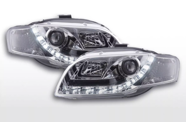 FK Pair LED DRL Lightbar Halo Headlights Audi A4 B7 8E 04-08 chrome LHD