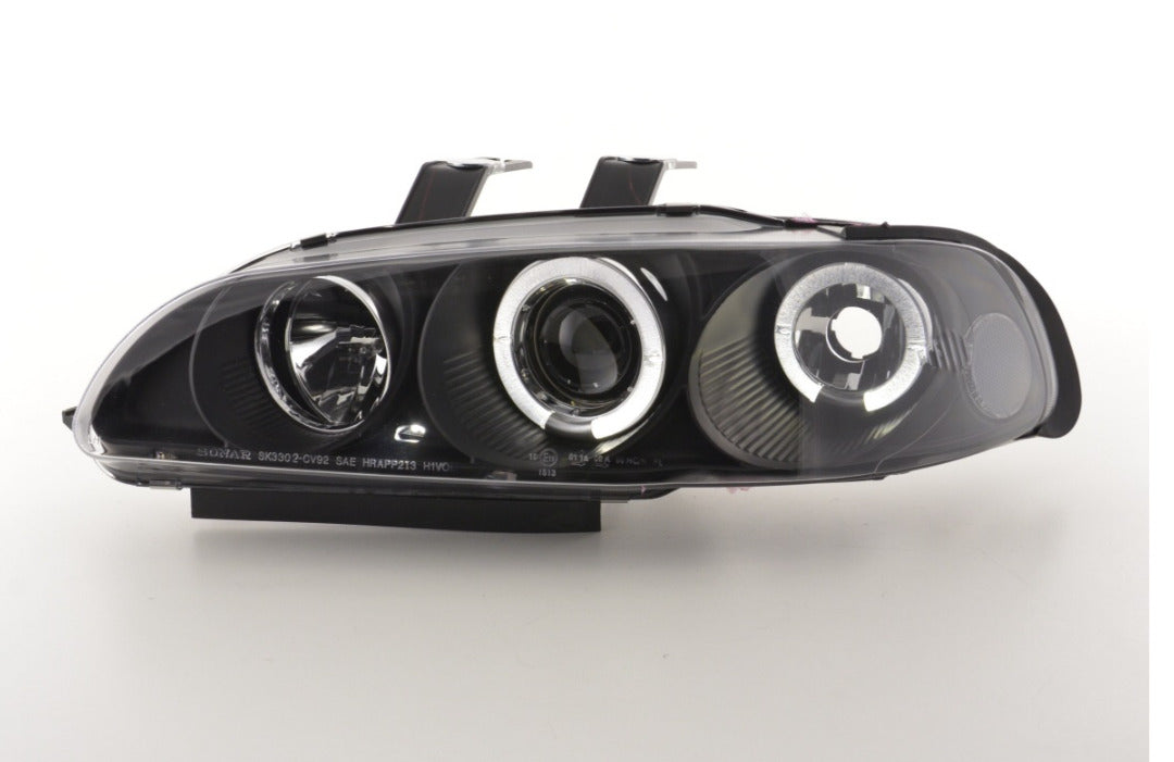 FK LED DRL Angel Eye Black headlights Honda Civic 4 MK4 4-dr 92-95 black LHD