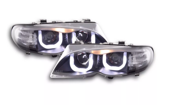 FK Pair LED DRL 3D lightbar headlights BMW 3-Series E46 Saloon Touring 02-05 RHD