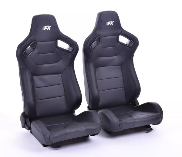 FK Universal Reclining Bucket Sports Seats - RS Carbon Fibre Black Stitch +rails