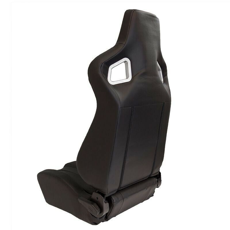 AUTOSTYLE RS x2 Universal Pair Sports Bucket Seats Matte Black slide runners