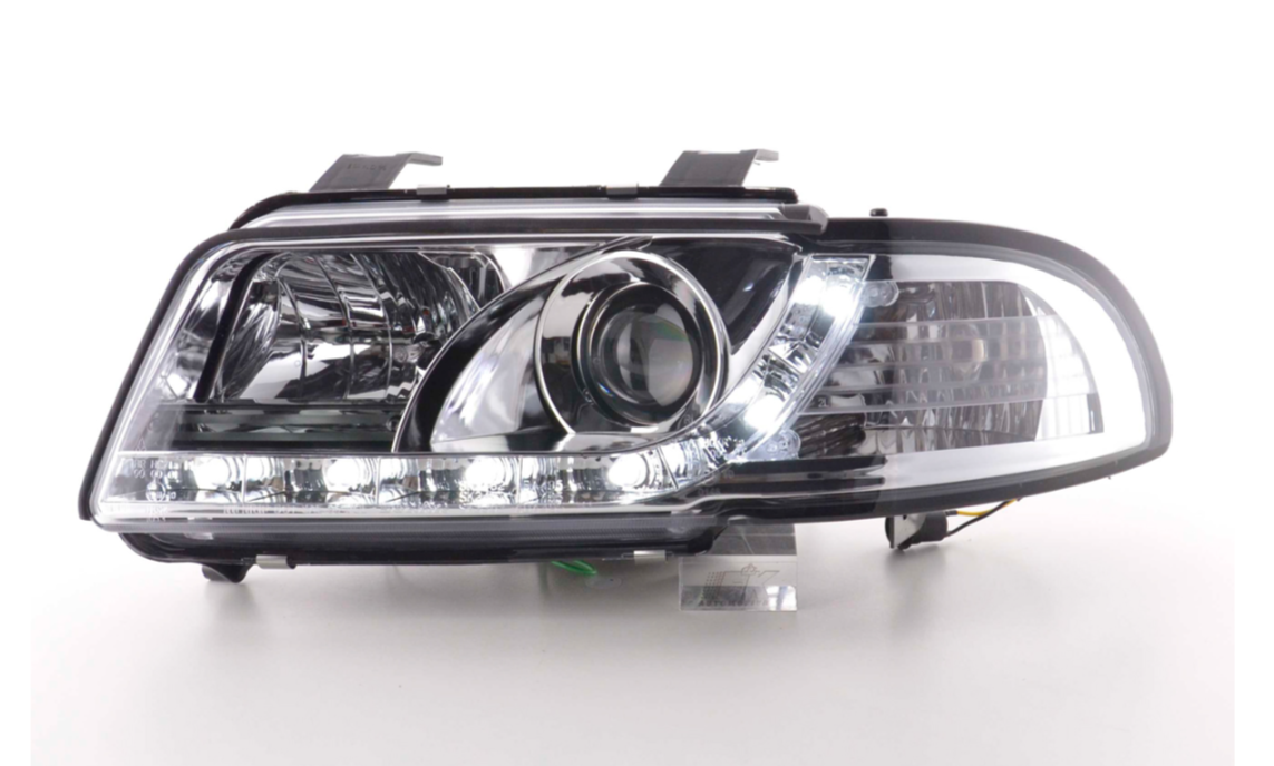 FK Pair LED DRL Halo Lightbar Headlights Audi A4 B5 8D 94-99chrome S4 LHD