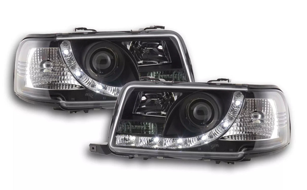 FK Pair LED DRL Lightbar Headlights Audi 80 B4 8C 91-94 black Plug & Play LHD