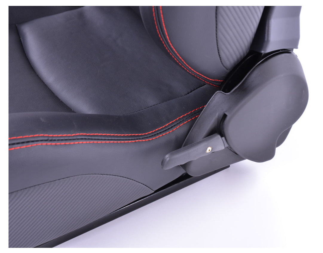 FK Universal Reclining Bucket Sports Seats - RS Carbon Fibre Black Red Stitch